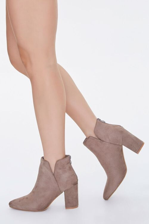 Faux Suede Notched Block Heel Booties | Forever 21 (US)