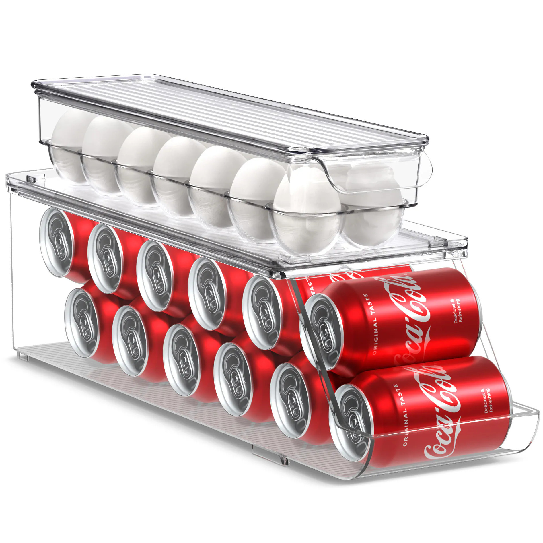 SORBUS Can and Egg Holder Set Stackable Can Dispenser Holds 12 Cans and Egg Holders with Lid holds 14 eggs for Fridge Pantry BPA Free one_size | Lowe's