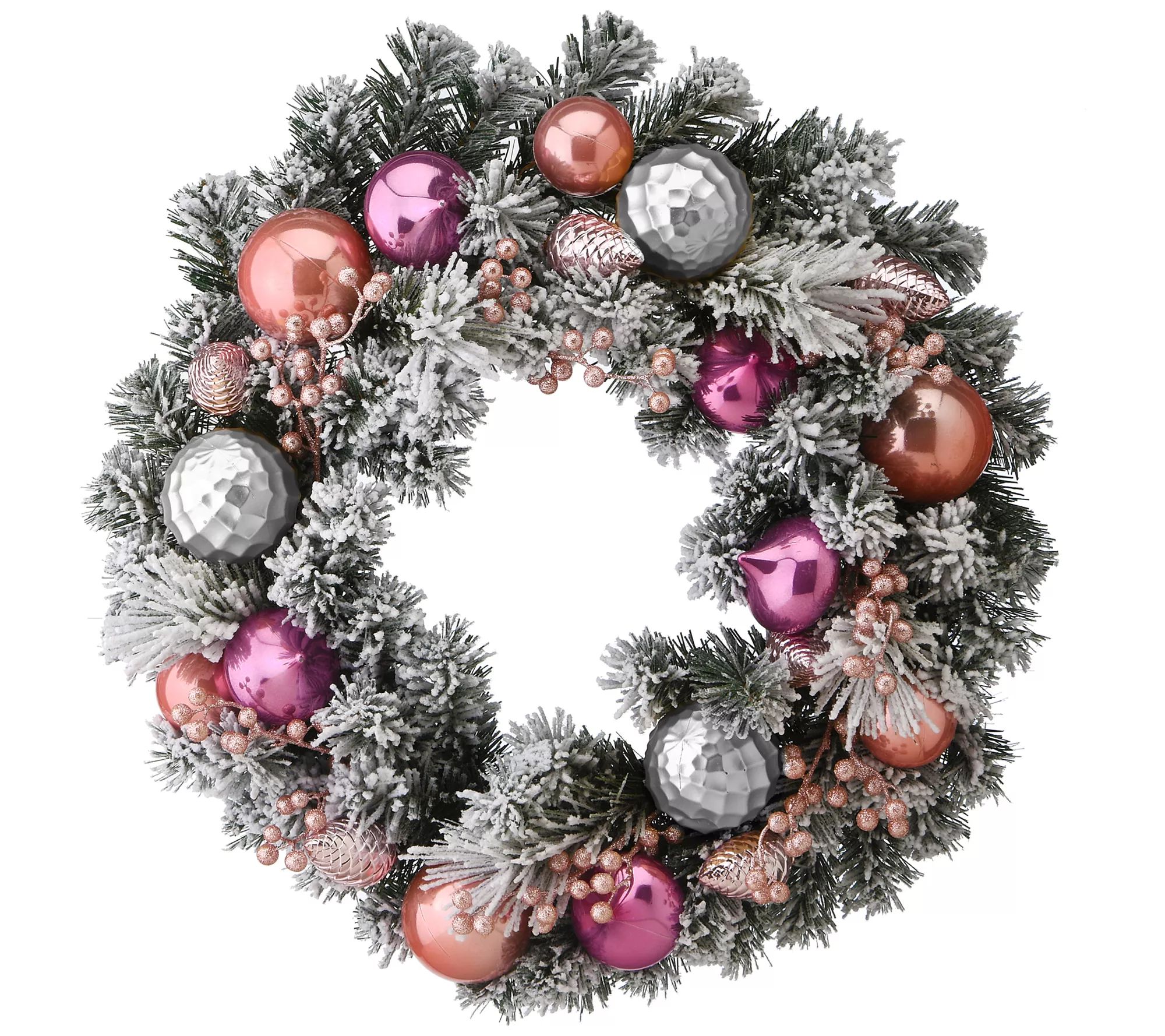 National Tree Co. 24" Flocked Ornament Wreath - QVC.com | QVC