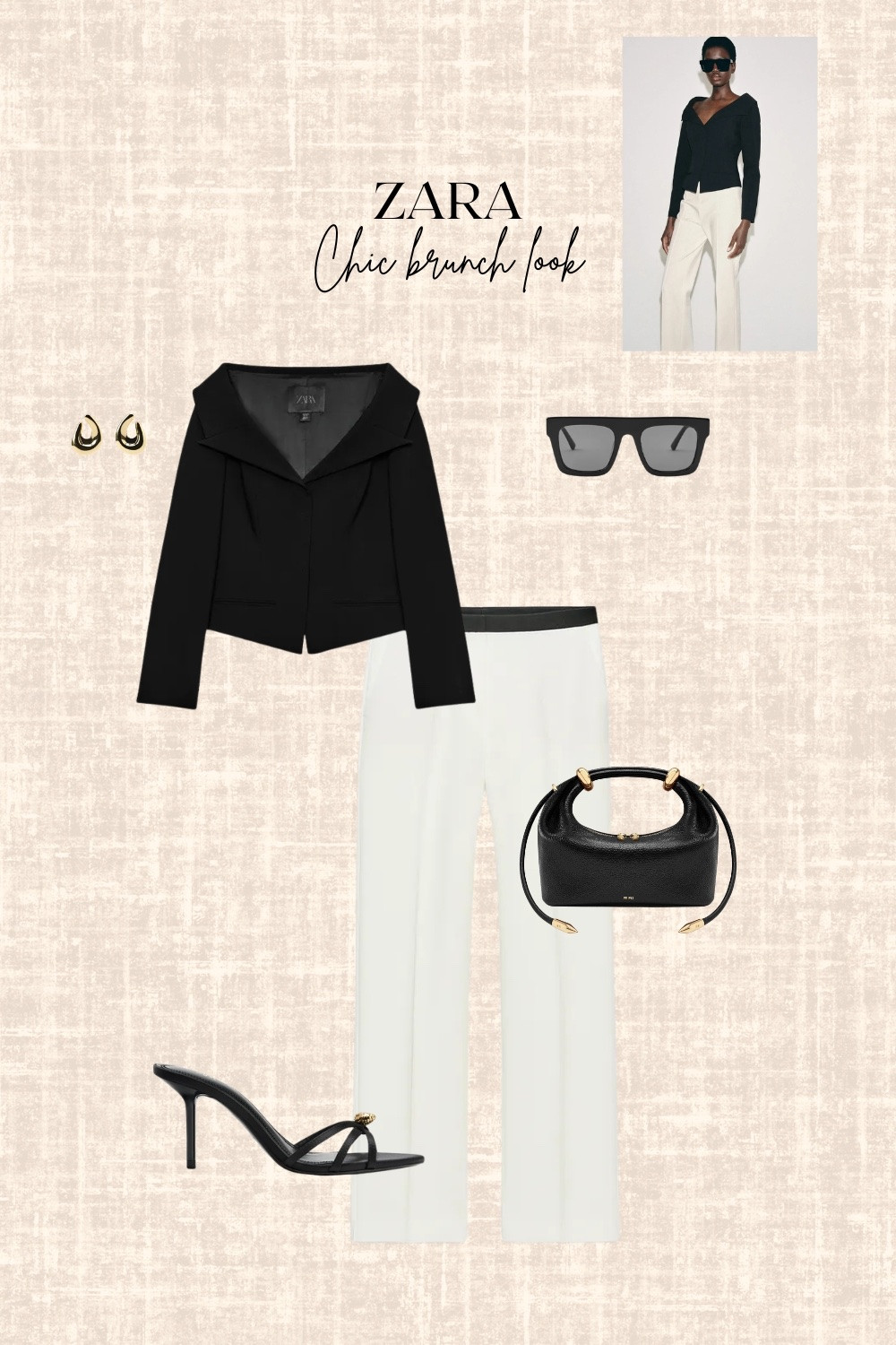 Zara Chic brunch look! 

Black jacket, pants, summer outfit, bag, heels, sunglasses, earrings

#LTKsummer #LTKstyletip #LTKover50style