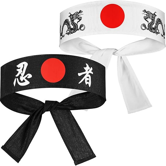 SATINIOR Bushido Hachimaki Headband 2 Pieces Samurai Japanese Headband Dragon Sushi Chef Bandana ... | Amazon (US)