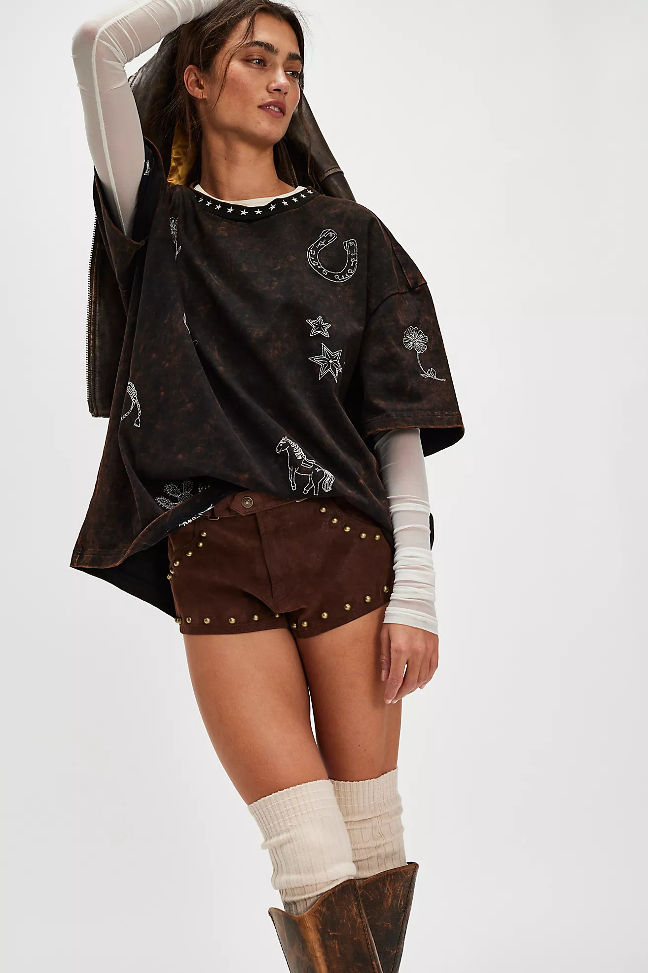 Denim and Bone Western Line Stitch Tee | Free People (Global - UK&FR Excluded)