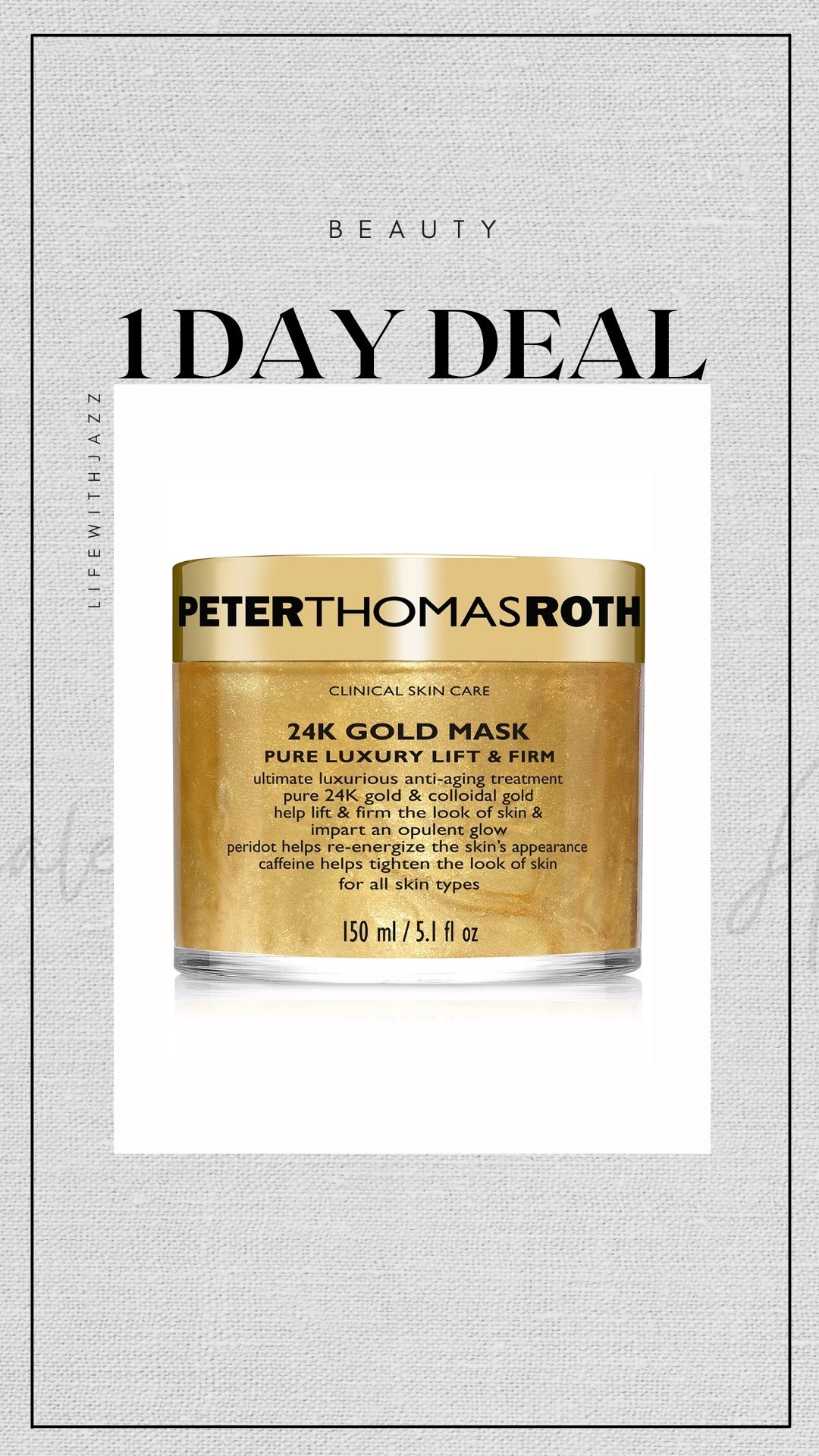 Peter Thomas Roth gold mask 50% off today only 

#LTKBeauty #LTKSaleAlert