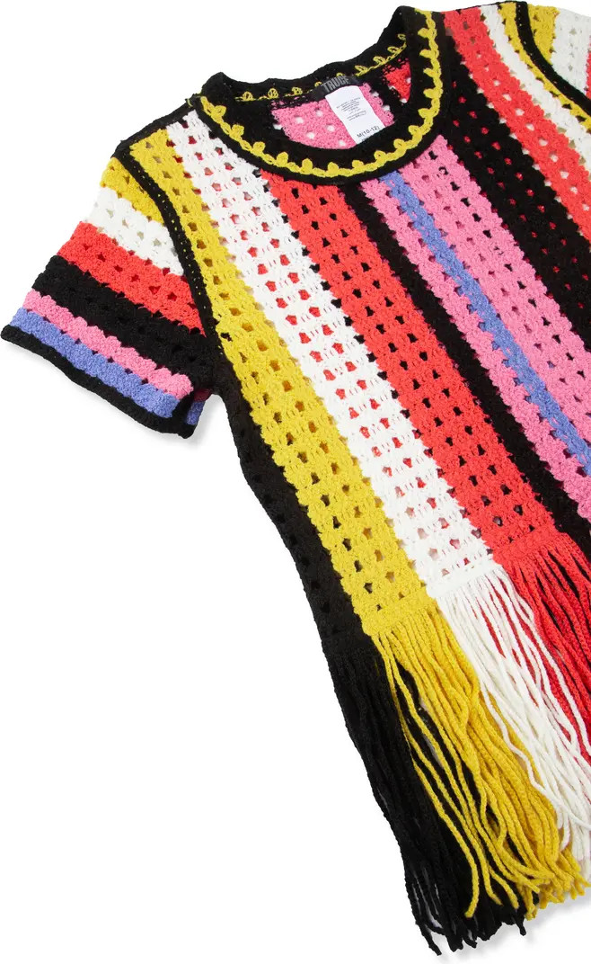 Truce Kids' Stripe Open Stitch Short Sleeve Sweater | Nordstrom | Nordstrom