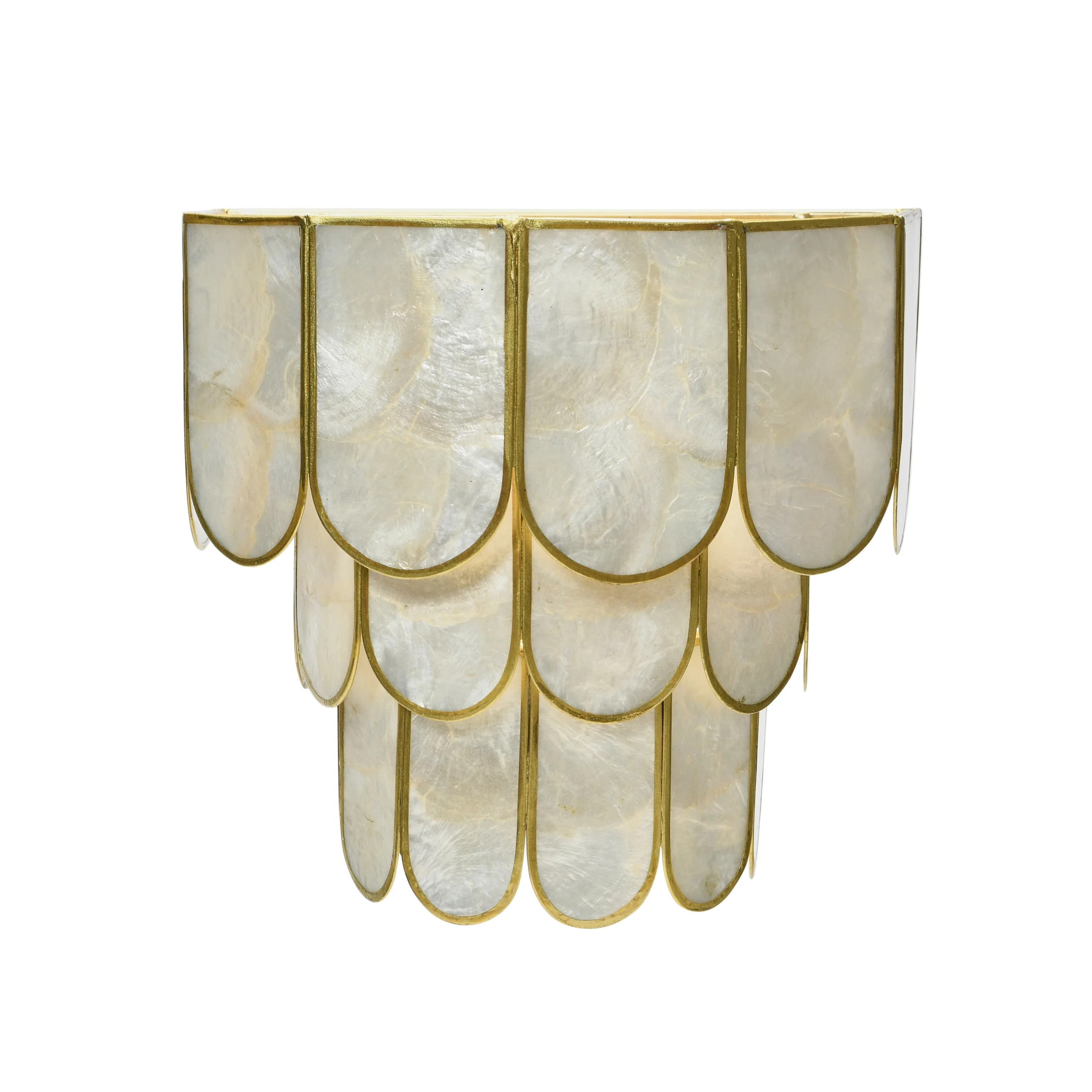 Creative Co-Op 4-Tier Capiz and Metal Wall Sconce, Natural with Gold - Walmart.com | Walmart (US)