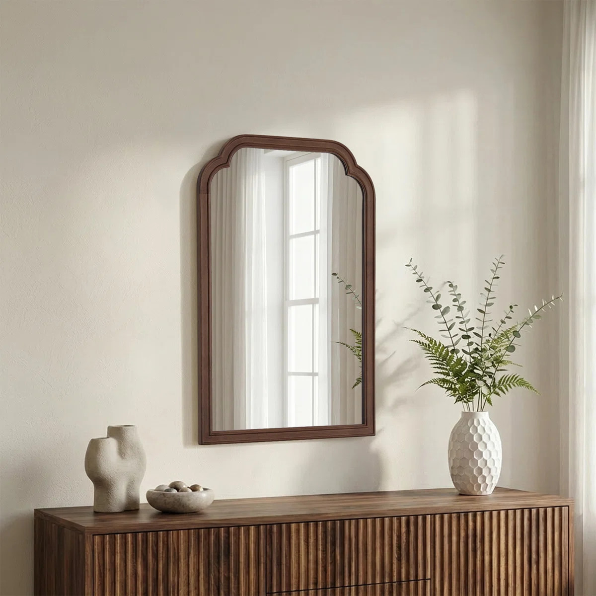 Ancalin Wood Accent Wall Mirror for Bathroom/Bedroom | Wayfair North America
