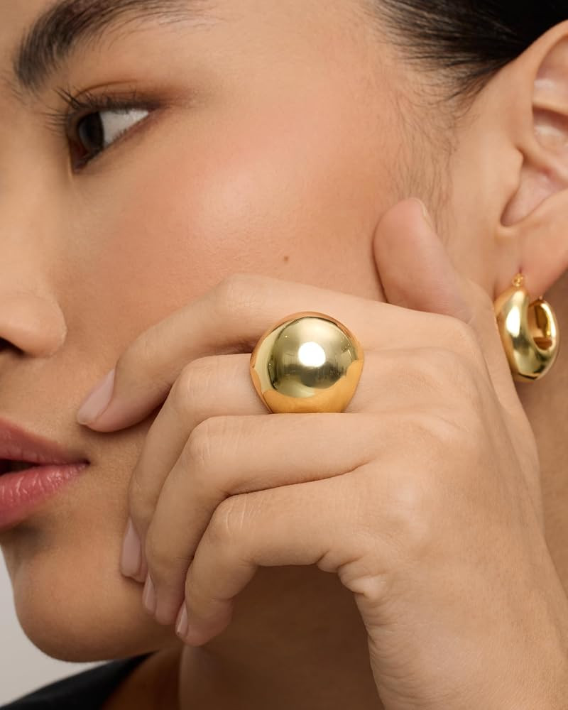 PAVOI 14K Gold Plated Chunky Domed Statement Ring for Women | Lightweight Trendy Sphere Rings | S... | Amazon (US)