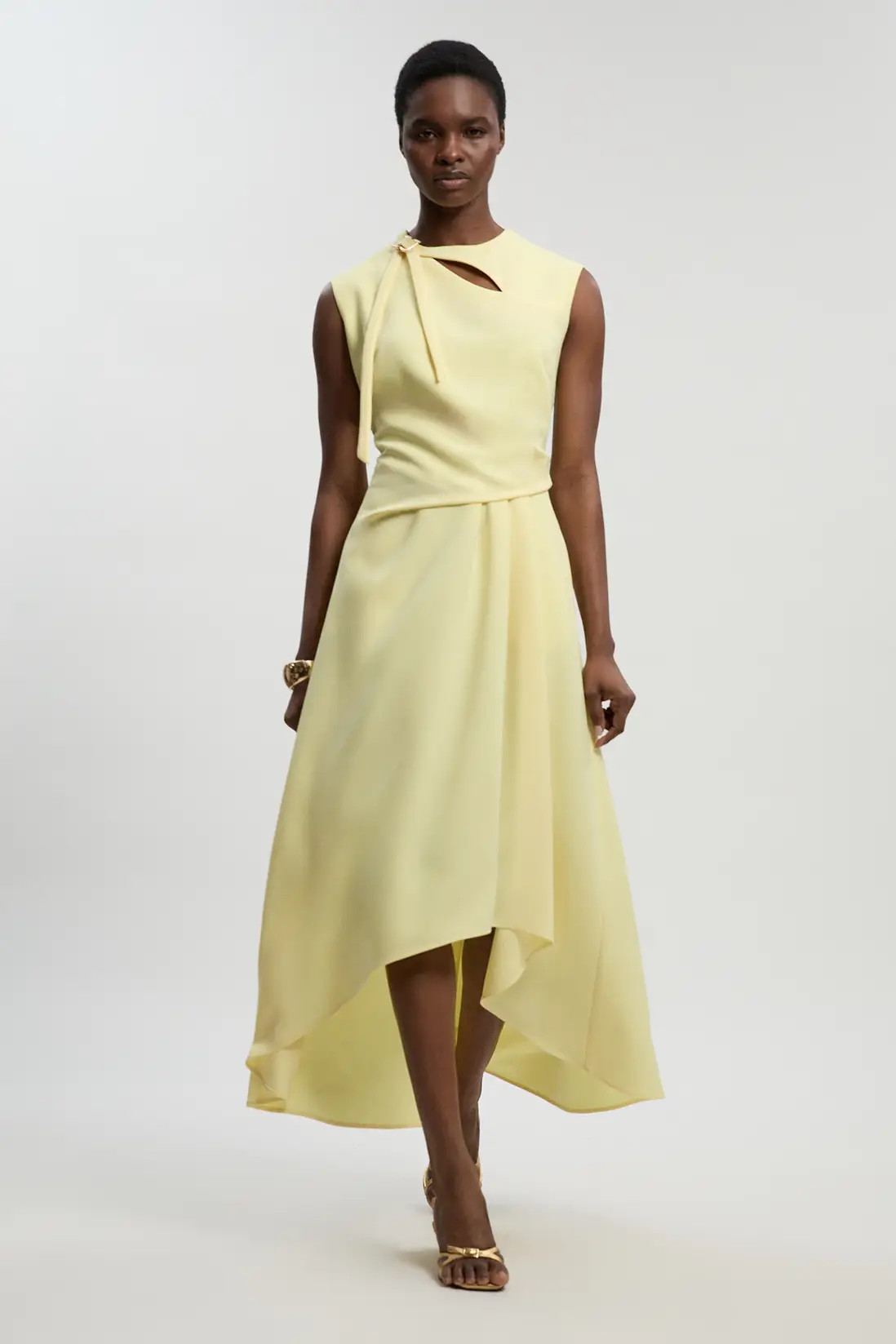 Polished Tailored Drape Neck Full Skirt Dress | Karen Millen