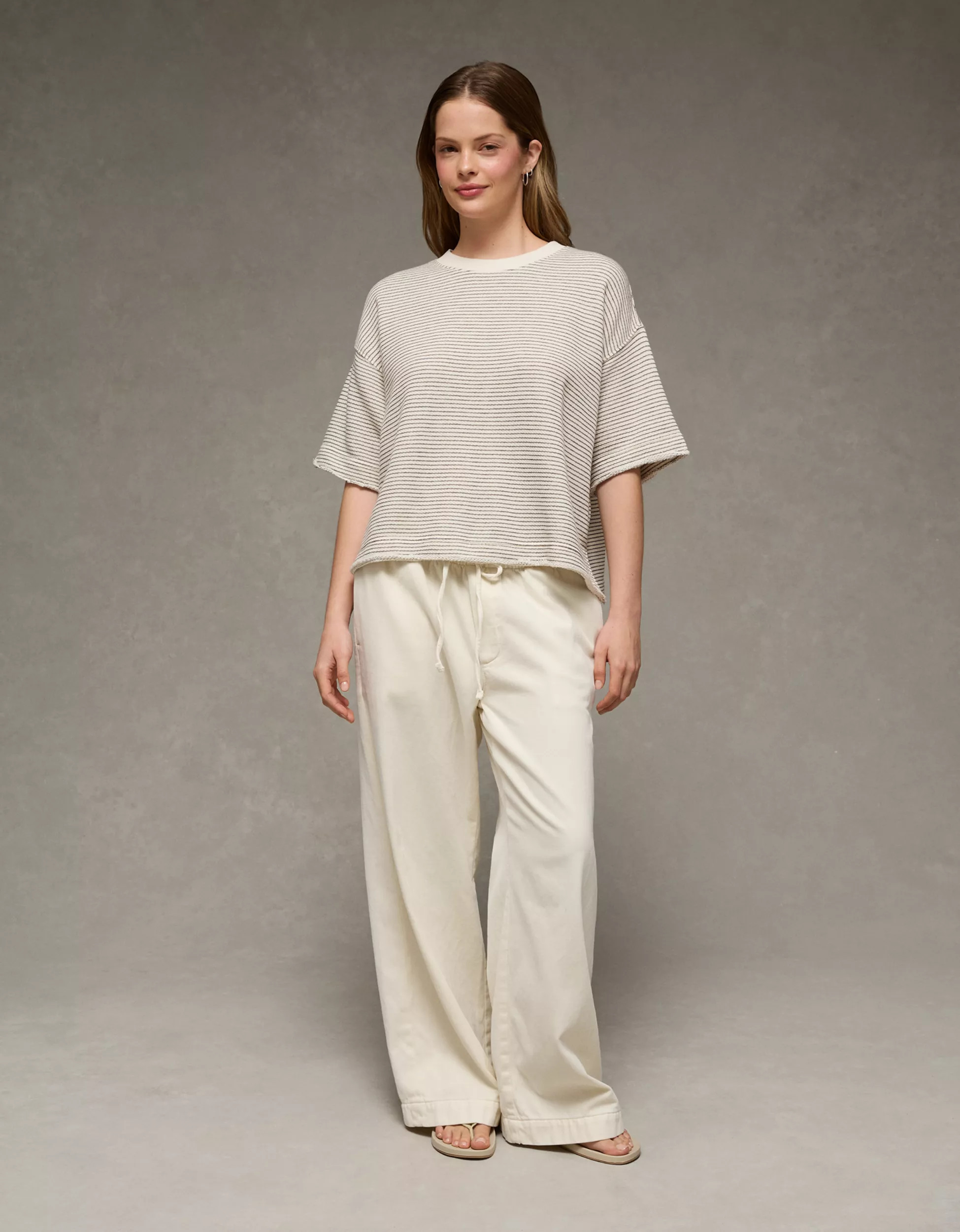 AE Boxy Short-Sleeve Sweatshirt | American Eagle Outfitters (US & CA)