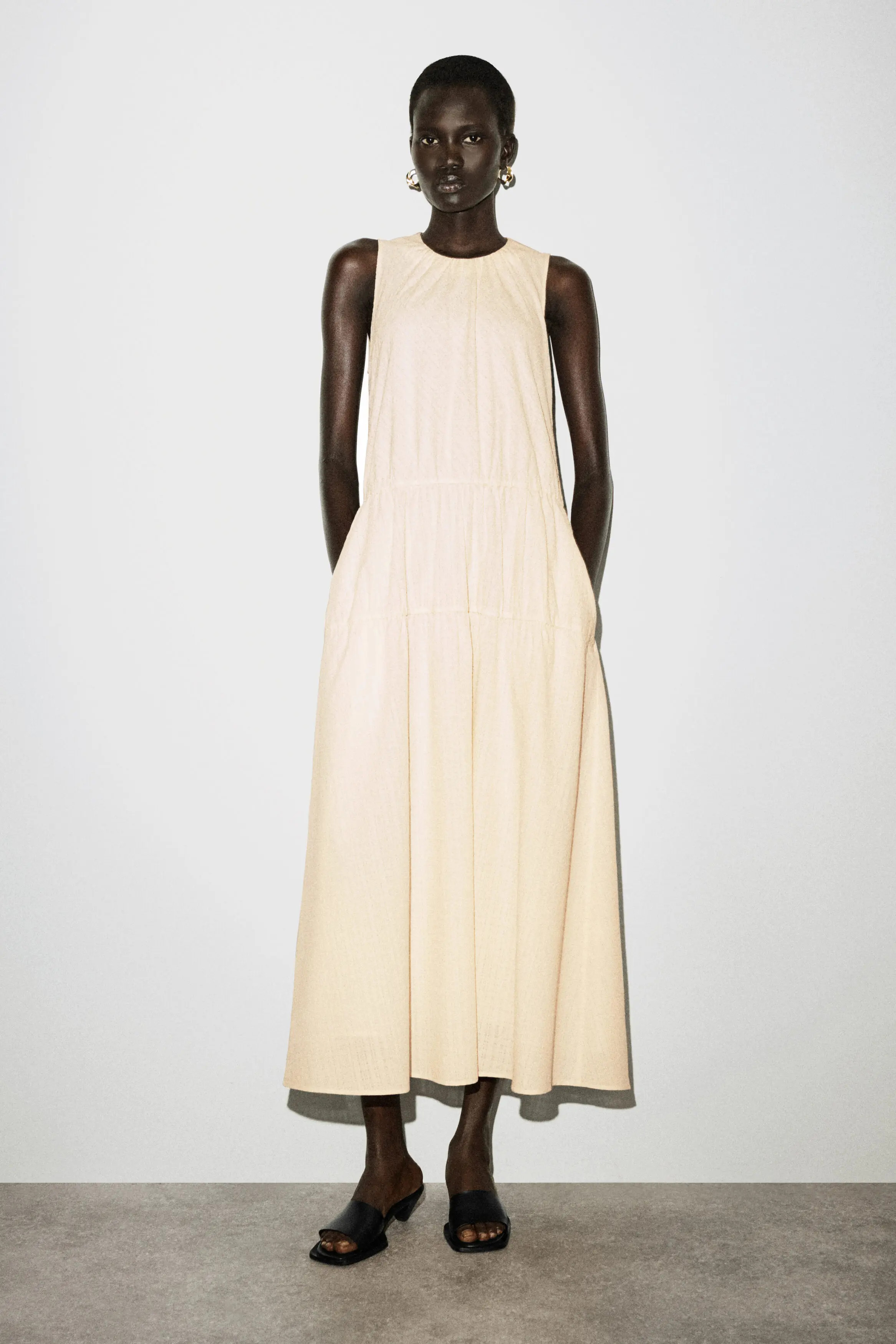 Gathered Tiered Cotton Maxi Dress | Nordstrom