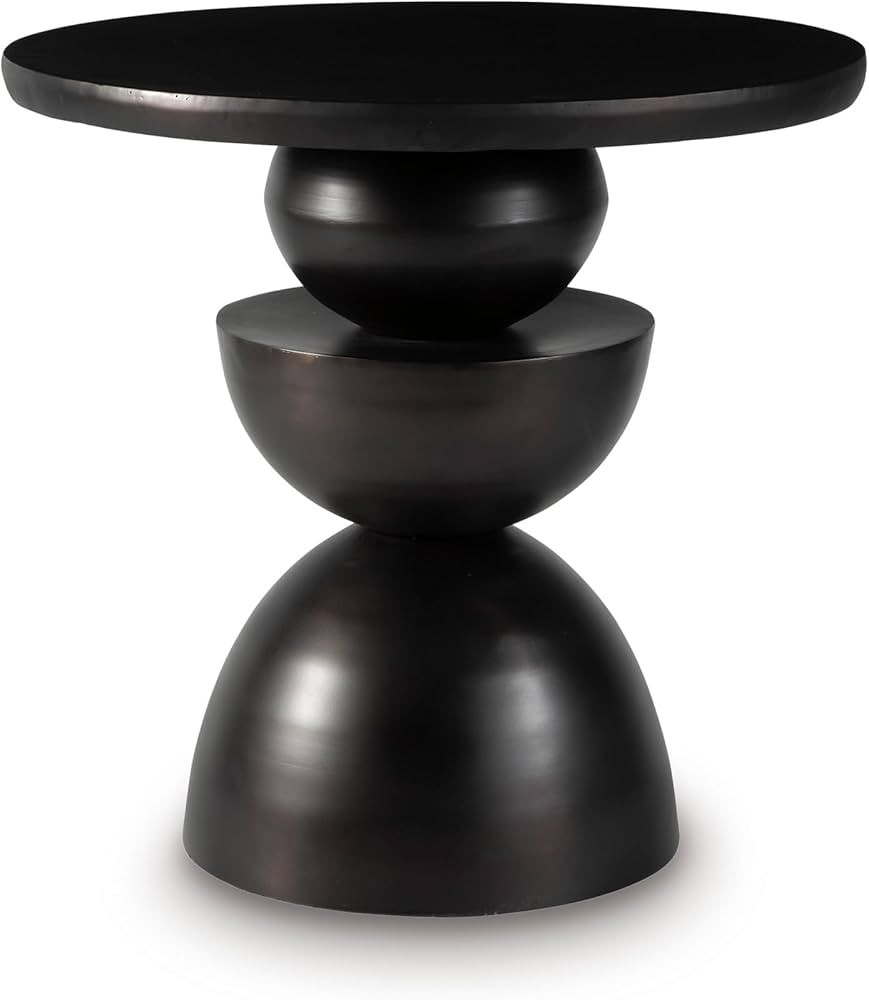 Signature Design by Ashley Kurtson Modern Metal Accent Table with Pedestal Base, Black | Amazon (US)