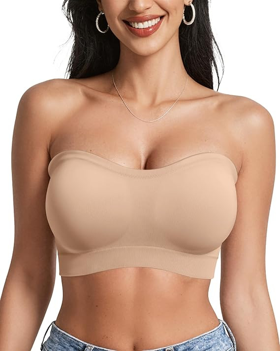 OEAK Strapless Bras for Women Wireless Bandeau Bra Non Slip Push Up Tube Top Seamless Bras Comfor... | Amazon (US)