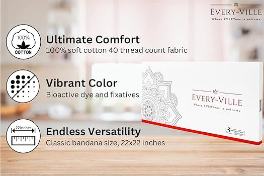 Classic Paisley Bandanas - 3 Pack Gift Set, 100% Cotton, 22x22 Inches | Amazon (US)