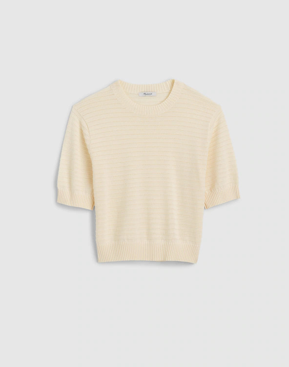 Textural-Stitch Crewneck Sweater in 100% Cotton | Madewell