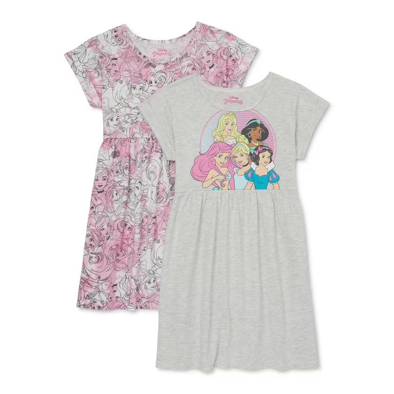 Disney Princess Girls’ Play Dress with Short Sleeves, 2-Pack, Sizes 4-16 | Walmart (US)