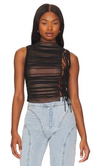 Gabbie Ruched Top in Black | Revolve Clothing (Global)