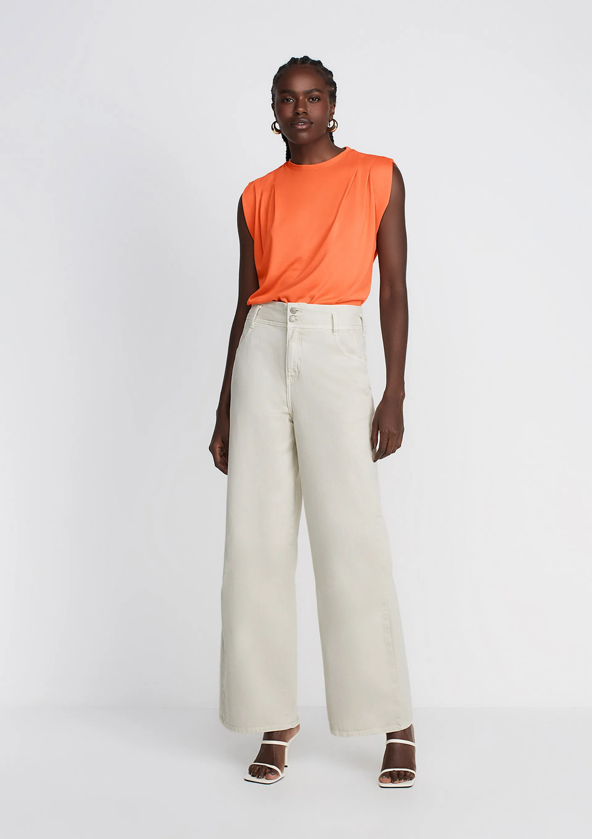 Calça Wide Leg Cintura Alta Em Sarja - Outlet Espaço Hering | HeringOutlet (BR)