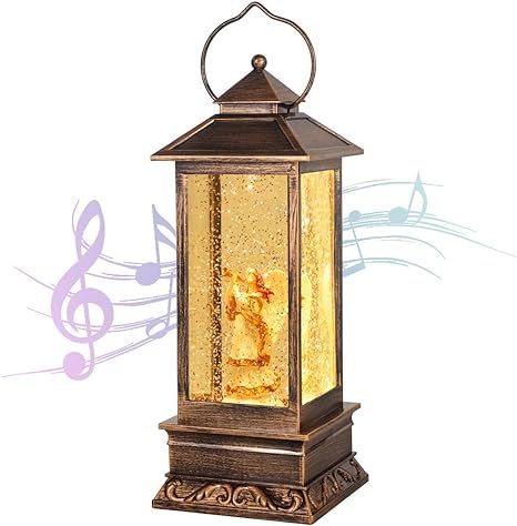 Christmas Decor Snow Globe Lantern,Glittering Crystal Operated Inside The Water with Music,Used f... | Amazon (US)