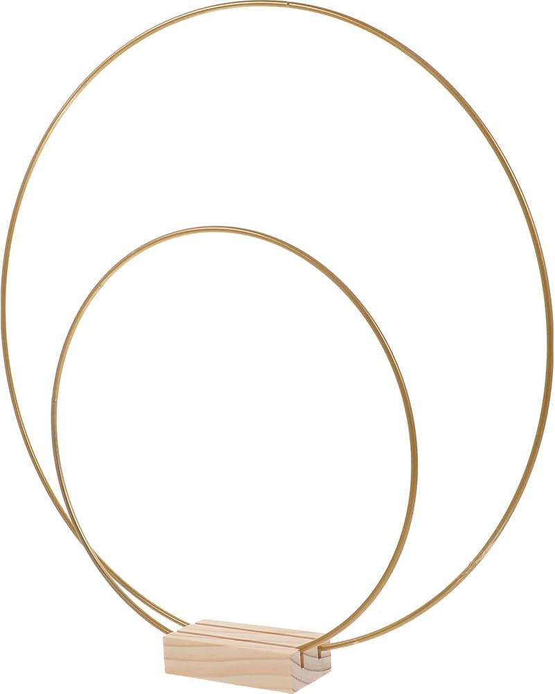 Alipis Floral Hoop Centerpiece with Stand 1 Set Metal Hoop Wreath Ring with Wood Holder Stands Go... | Amazon (US)