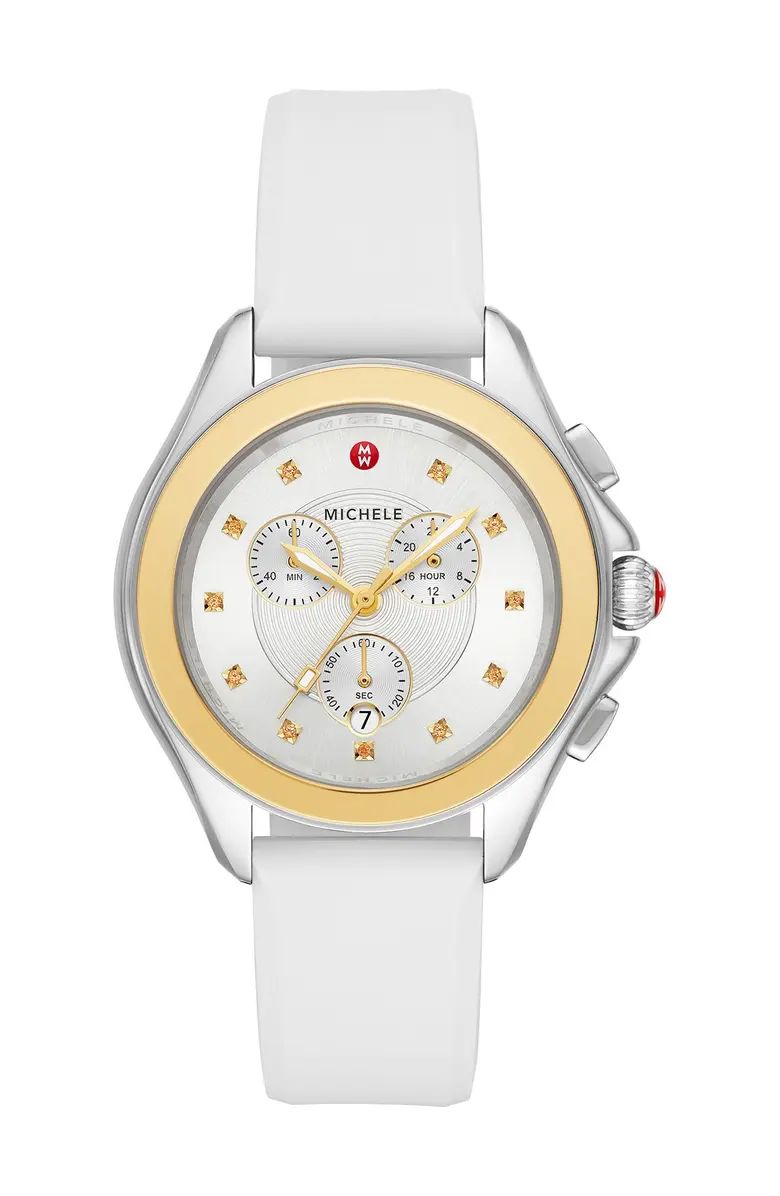 Women's Cape Yellow Topaz Two-Tone White Silicone Strap Watch, 40mm | Nordstrom Rack