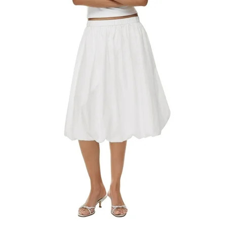 Bangyeer Women Bubble Skirt High Elastic Waist Ruffle Flared Midi Skirts Pleated Balloon Skirts | Walmart (US)