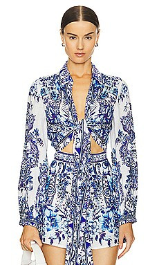 Camilla Cropped Wrap Shirt in Glaze And Graze from Revolve.com | Revolve Clothing (Global)