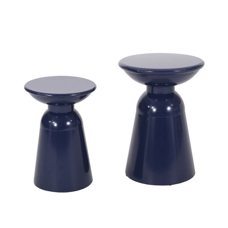 2pk Pelon Outdoor Round Iron Side Tables Navy - Christopher Knight Home | Target