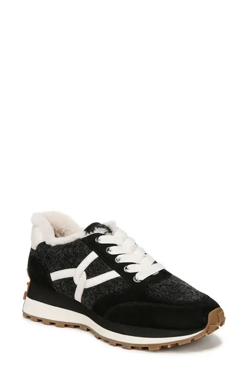 Veronica Beard Valentina Genuine Shearling Lined Sneaker in Black at Nordstrom, Size 9.5 | Nordstrom