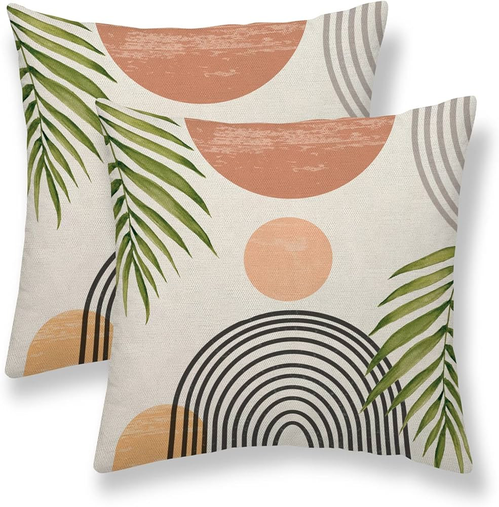 Boho Pillow Covers 18x18 Set of 2, Mid Century Modern Throw Pillow Covers Summer Outdoor Abstact ... | Amazon (US)