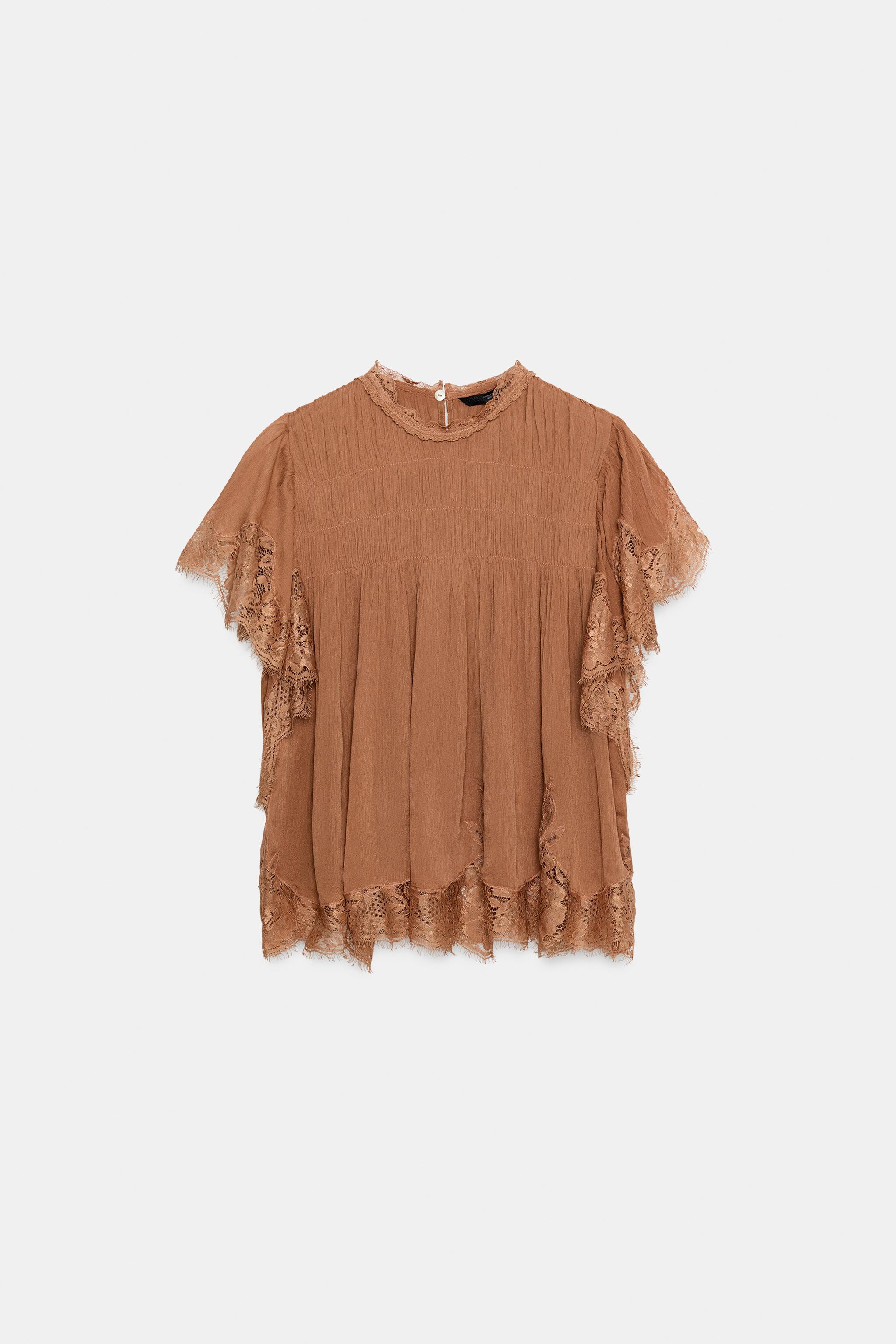 RUFFLED LACE TOP ZW COLLECTION | Zara US