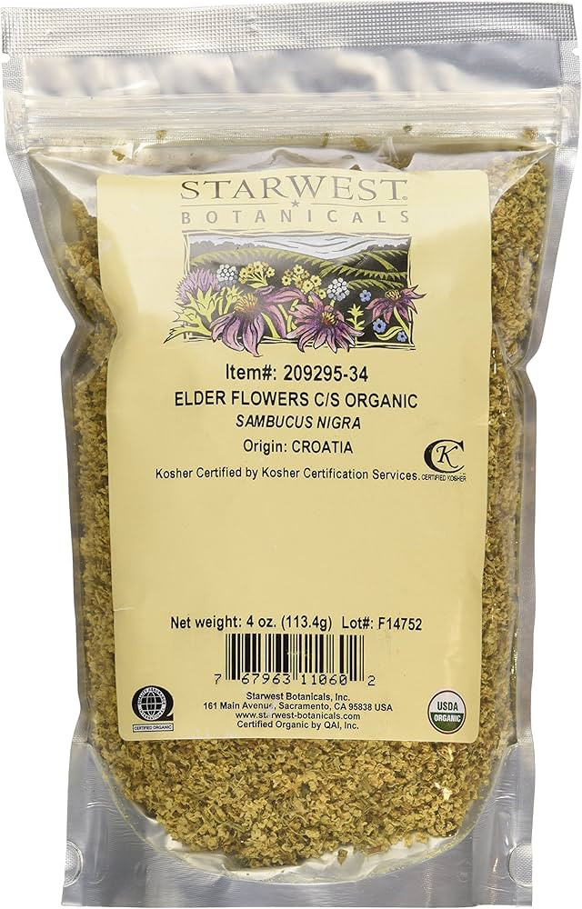 Elder Flowers Cut & Sifted Organic - 4 Oz,(Starwest Botanicals) | Amazon (US)