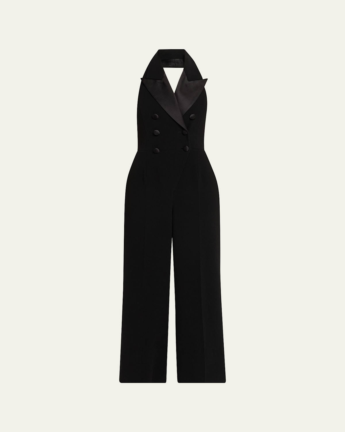 Satin-Lapel Halter Jumpsuit | Bergdorf Goodman