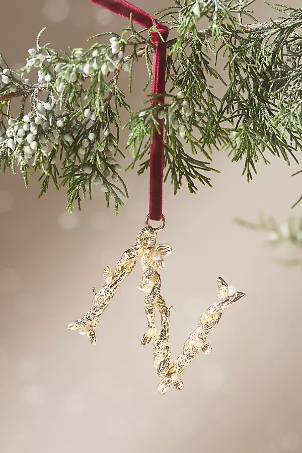 Aurelia Gold Monogram Ornament | Anthropologie (US)
