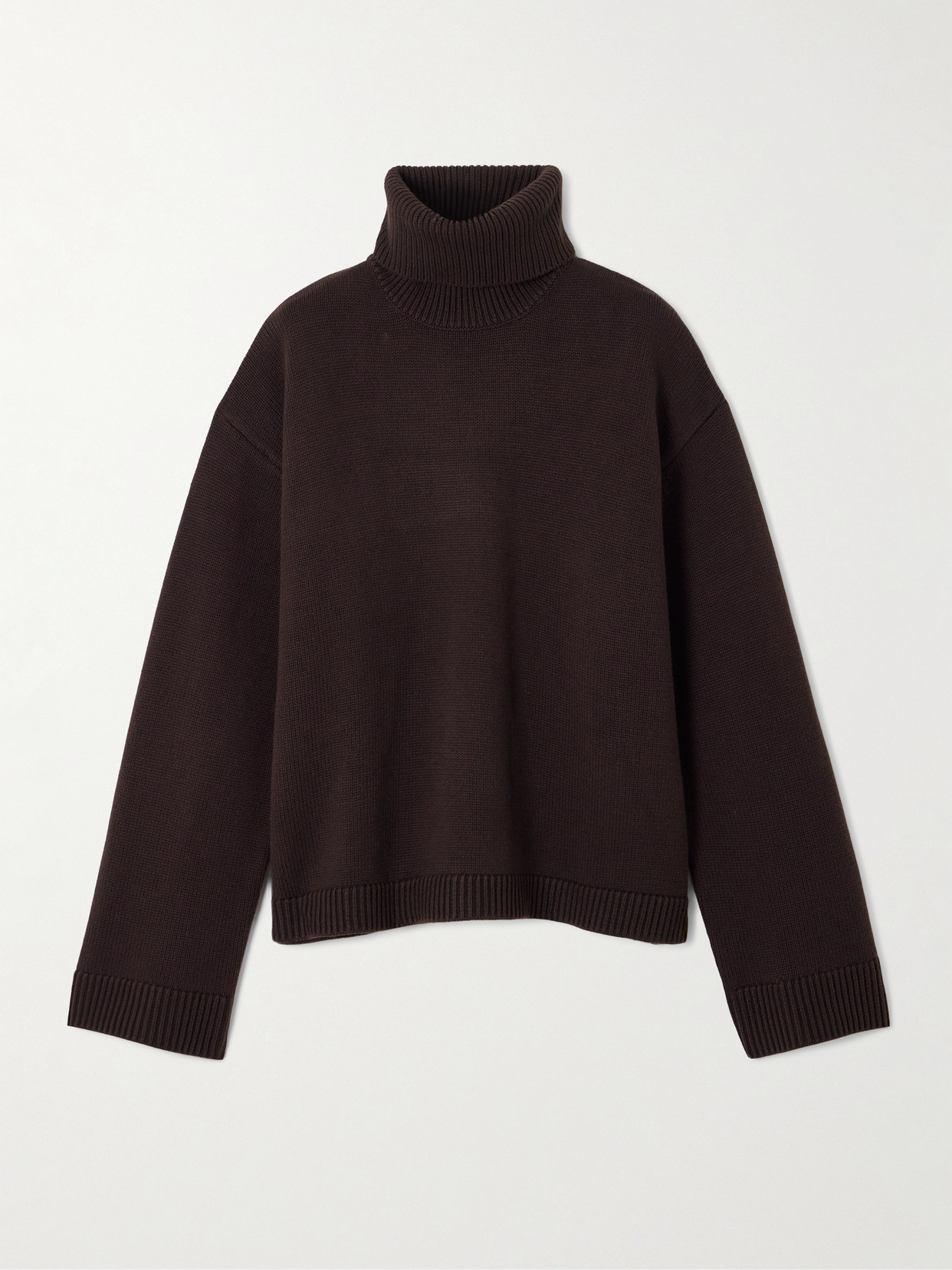 The Frankie Shop - Rhea Wool And Cotton-blend Turtleneck Sweater - Dark brown | NET-A-PORTER (UK & EU)