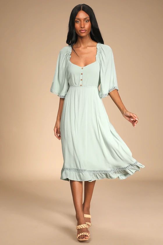 My Darling Love Sage Three-Quarter Sleeve Handkerchief Dress | Lulus (US)