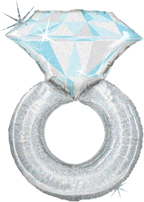 Sparkling Diamond Ring Jumbo 38" Foil Engagement Party Bridal Shower Balloon | Amazon (US)