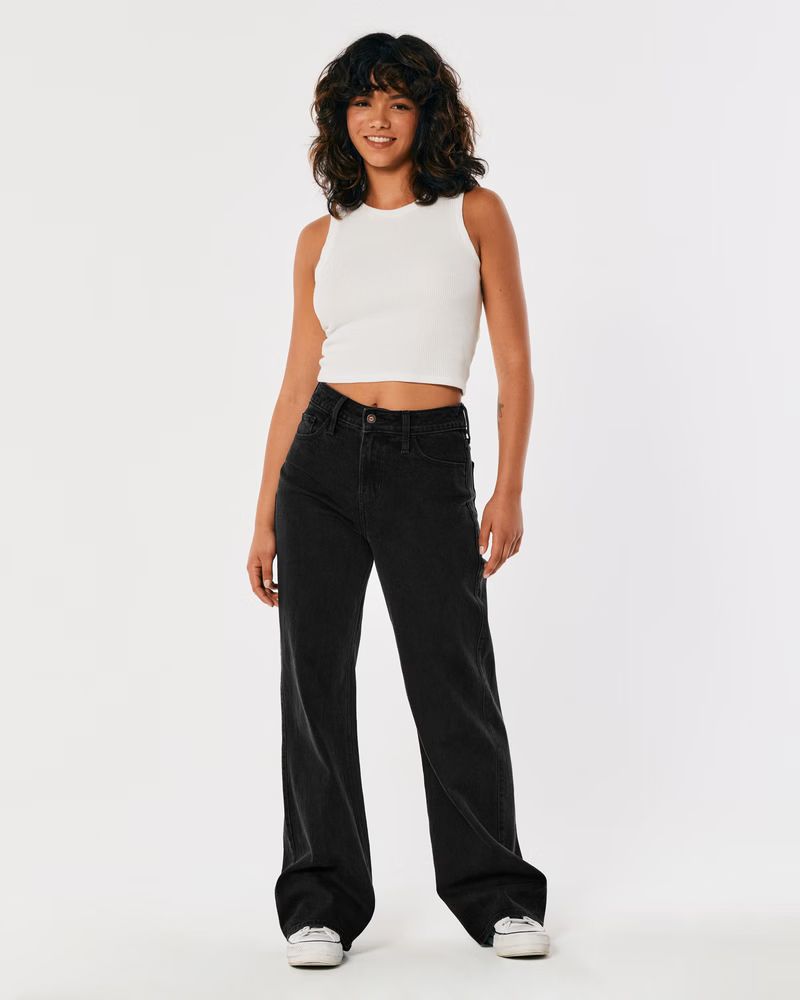 Women's High-Rise Black Baggy Jeans | Women's Clearance | HollisterCo.com | Hollister (US)