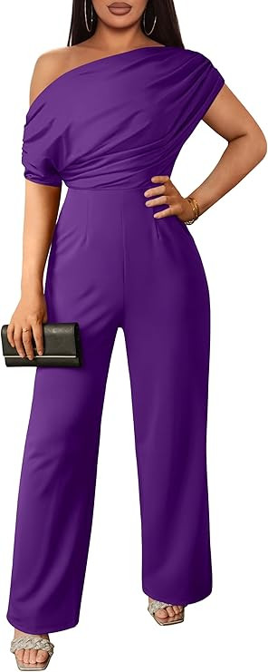 YMDUCH Women's Casual Sleeveless Off Shoulder Wide Leg Long Pant Jumpsuits | Amazon (US)