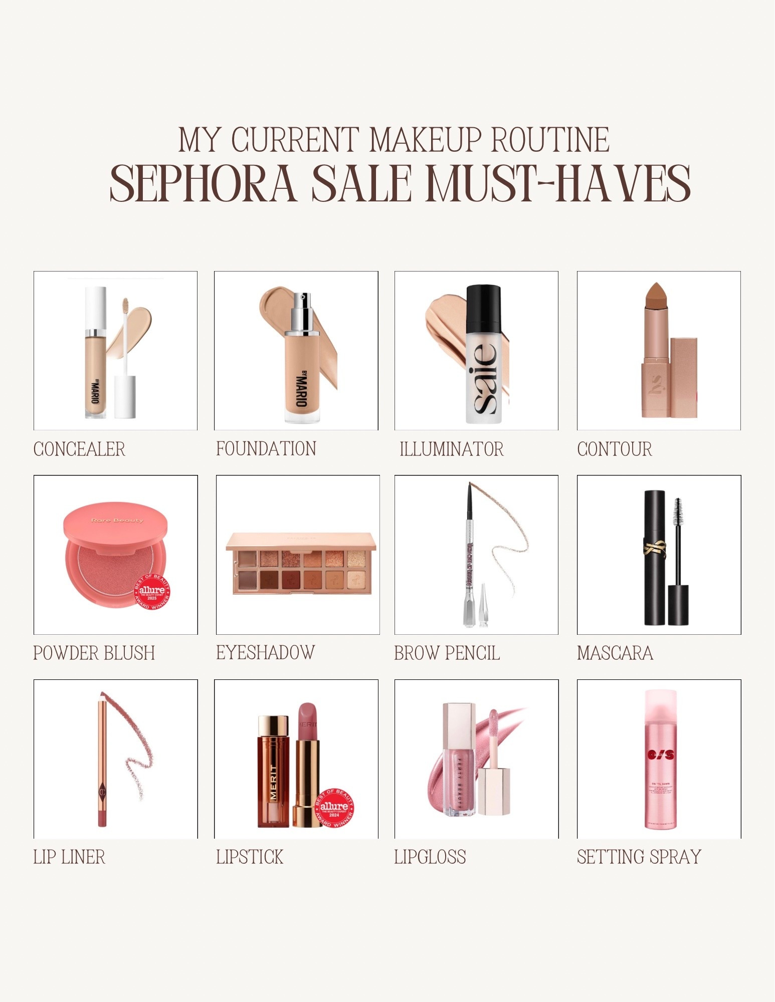 My current makeup routine 🤎 a mix of my tried and true staples and a few new favorites I’ve been loving lately. All part of the Sephora Sale ✨
Everything I use for that glowy, soft everyday look is linked for easy shopping! 

#SephoraSale #SephoraSale2025 #SephoraMustHaves #MakeupRoutine #GlowyMakeup #EverydayMakeup #CleanGirlMakeup #MakeupFavorites #MakeupEssentials #MakeupMustHaves #LTKMakeup #LTKFinds #BeautyFavorites #MakeupLover #SoftGlam #NaturalMakeup #VIBSale

#LTKSaleAlert #LTKBeauty #LTKSaleAlert