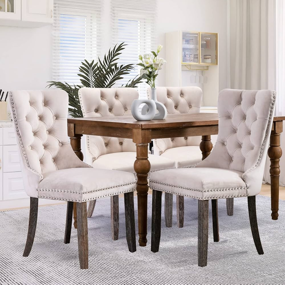 SoarFlash Velvet Dining Chairs Set of 4, Tall Back Side Chair, Modern Upholstered High-end Tufted... | Amazon (US)