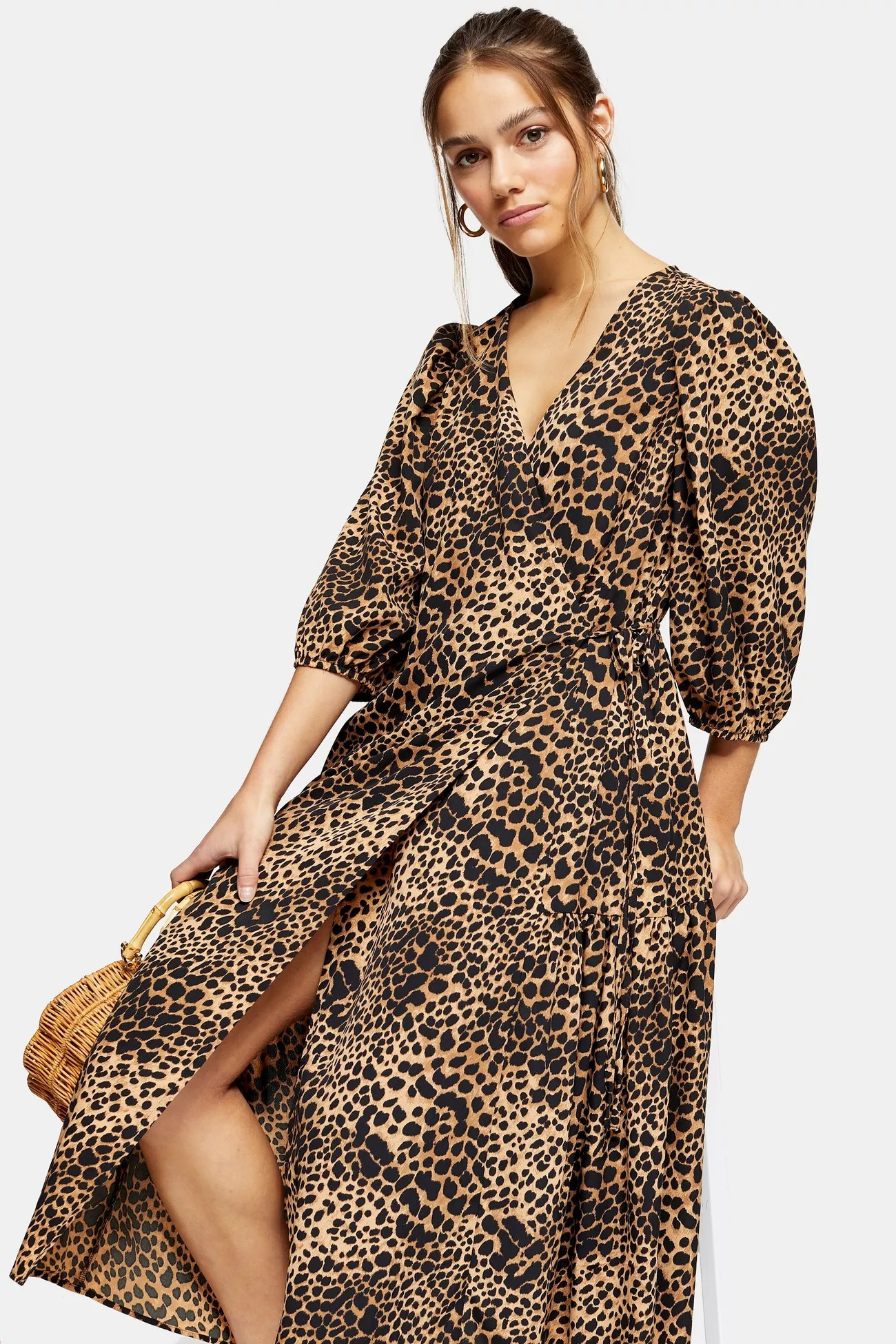 PETITE Animal Print Kimono Wrap Dress | Topshop US