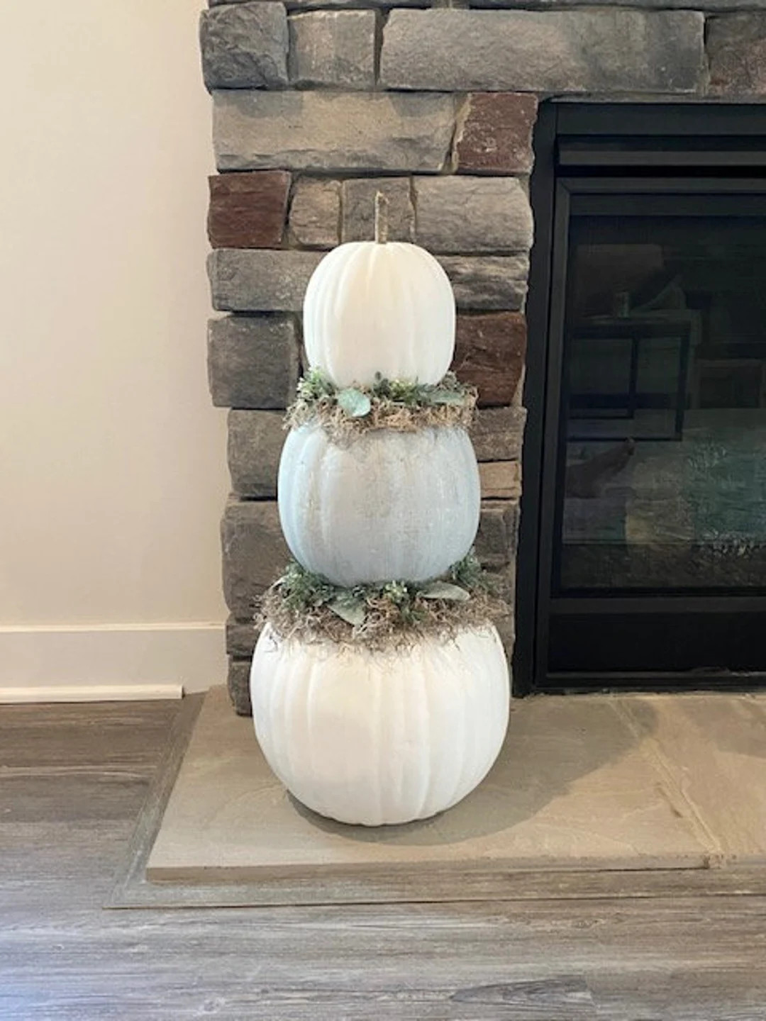 27" Pumpkin Topiary With White and Gray Pumpkins, Lamb's Ear, Wild Flowers and Greenery | Etsy (US)