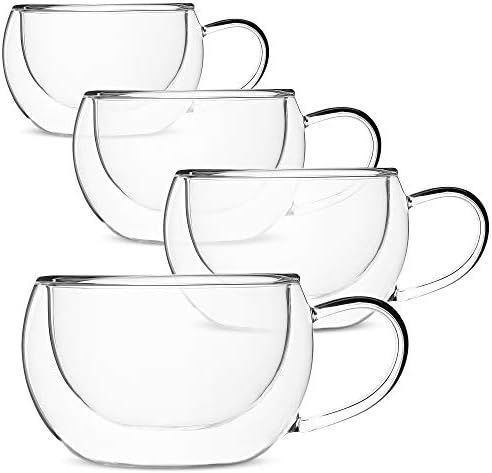 BTaT- Insulated Coffee Cups, Set of 4 (9 oz, 270 ml), Double Wall Glass Tea Cups, Glass Cups, Gla... | Amazon (US)
