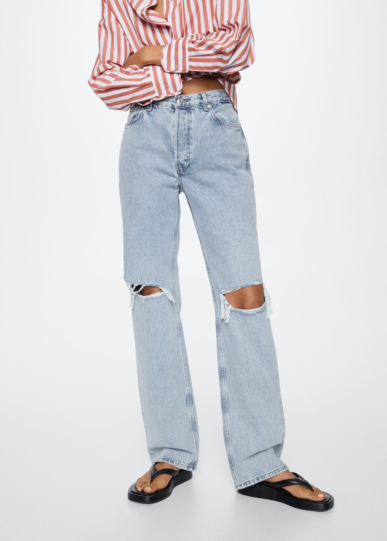 High waist straight jeans | MANGO (US)