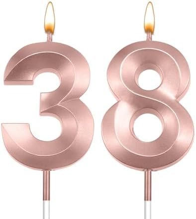 38 Birthday Candles 38th Birthday Candle rose gold 83rd Candles for Cake 38th Birthday Decoration... | Amazon (US)