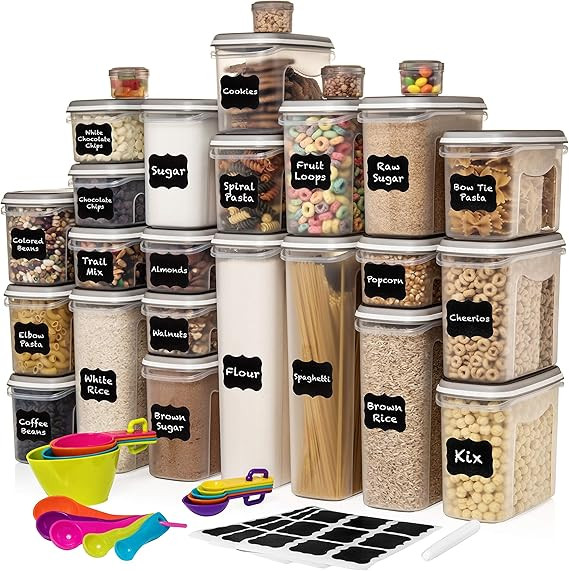 LARGEST Set of 52 Pc Food Storage Containers (26 Container Set) Shazo Airtight Dry Food Space Sav... | Amazon (US)