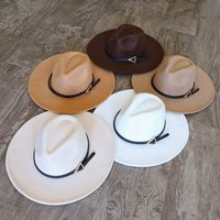 Veneta Fedora Stiff Brim Vegan Felt Hat, Women's Wide Hat Felt, Triangle Buckle Leather Belt, Sorori | Etsy (US)