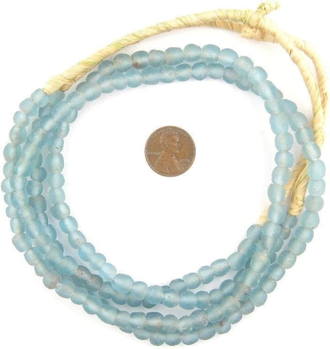 The Bead Chest African Recycled Glass Beads – Handmade in Ghana – Light Blue 7mm Strand for J... | Amazon (US)