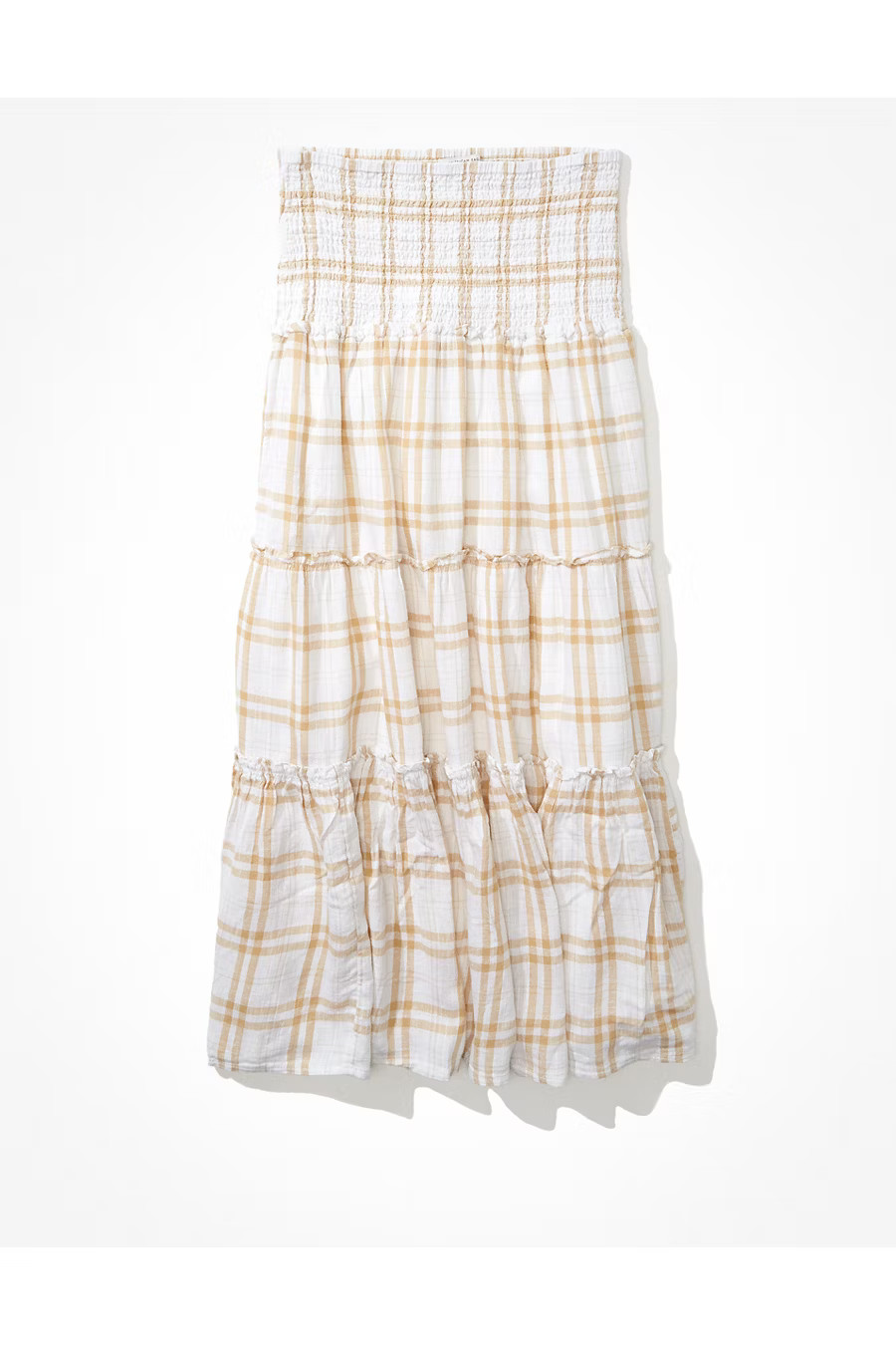 AE Plaid Smocked Waist Midi Skirt | American Eagle Outfitters (US & CA)