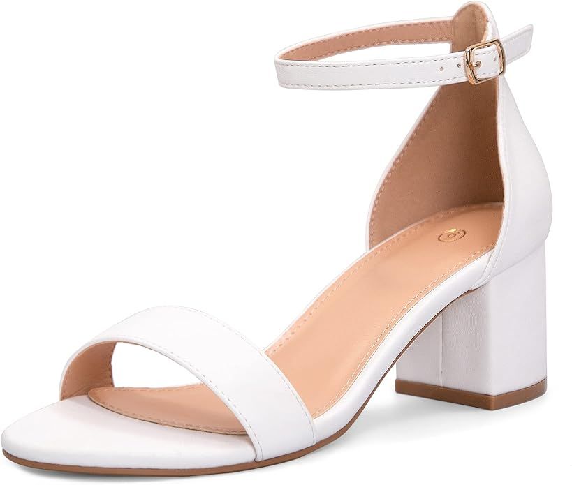 mysoft Women's Chunky Low Heels Open Toe Block Heeled Dress Ankle Strap Pump Wedding Sandals | Amazon (US)